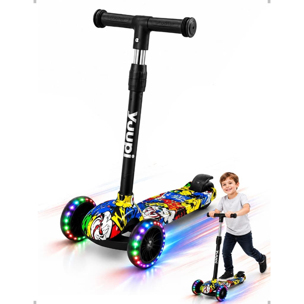 Patinete Infantil 3 Rodas com LED Guidão Regulável Antiderrapante Até 50kg Menino Menina