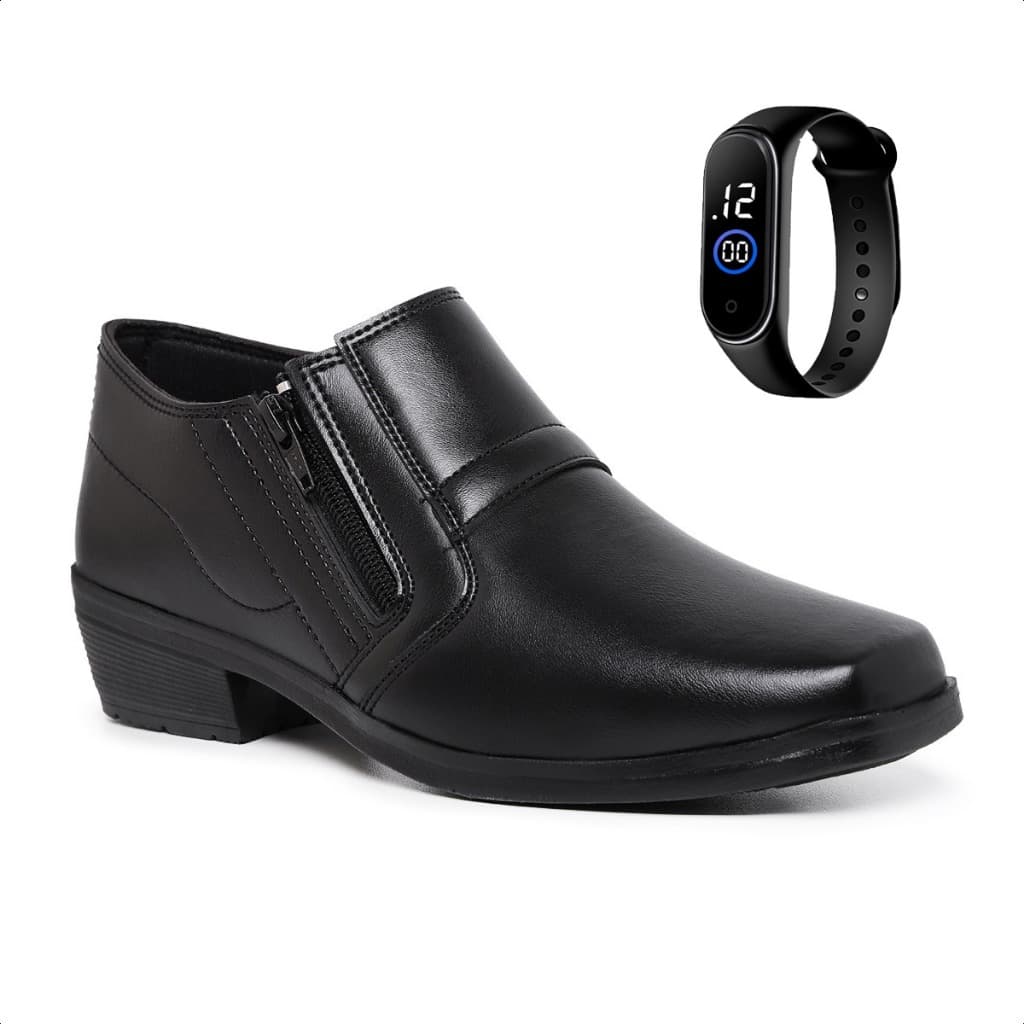 Bota Botinha Social Masculina Exclusiva com Relogio Digital