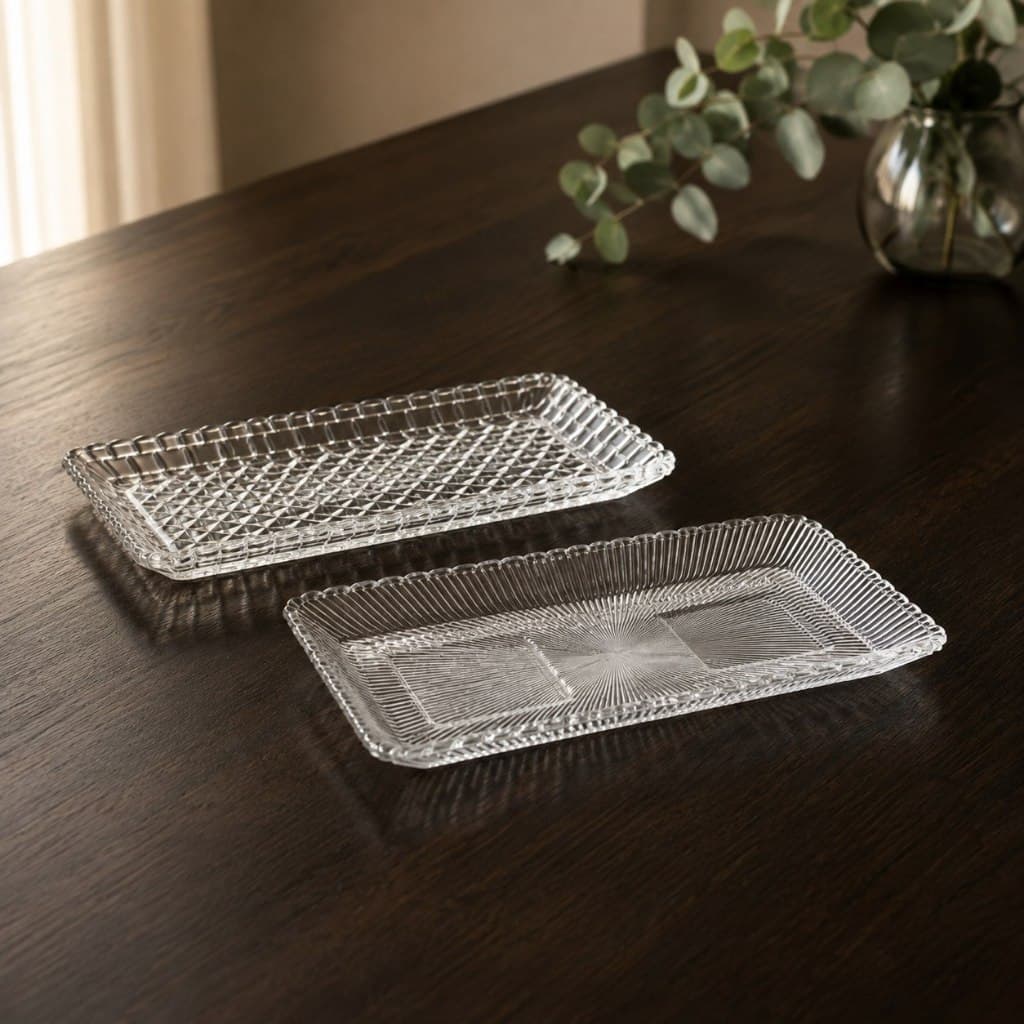 Travessa Retangular de Vidro Cristal Kit Petisqueira Servir Frios Modelos Sortidos
