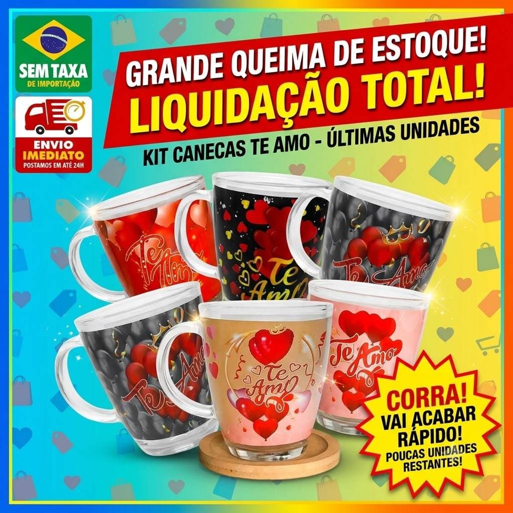 Caneca Vidro Estampada 380ml Presente Criativo Namorado Namorada Amor Te Amo