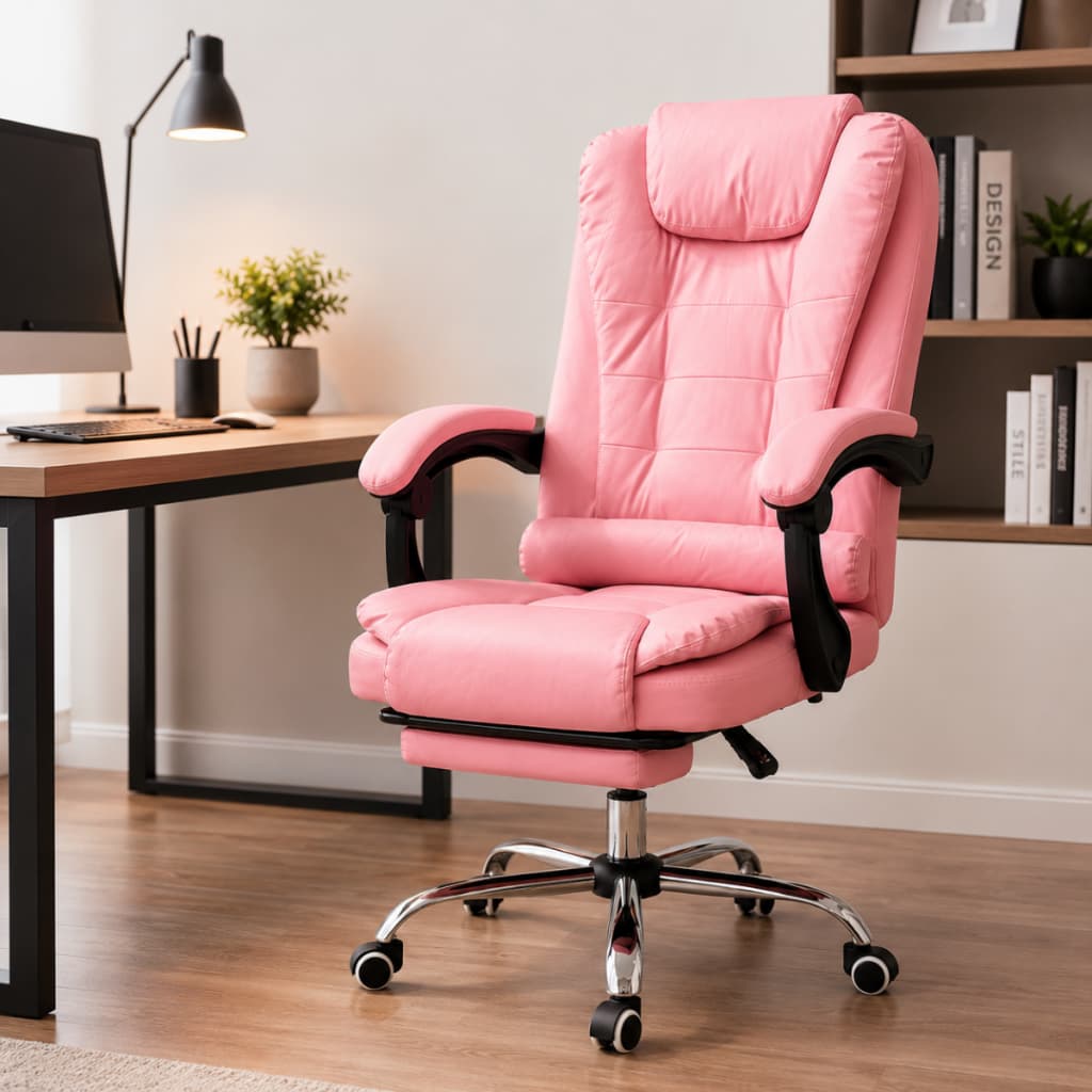Cadeira Presidente Ergonômica Reclinável Rosa