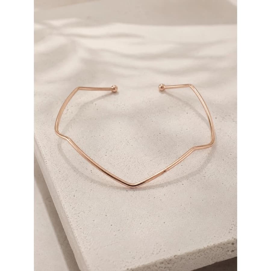 Colar Choker Feminino Ondulado Prata ou Dourado Rígido Minimalista Elegante Ajustável