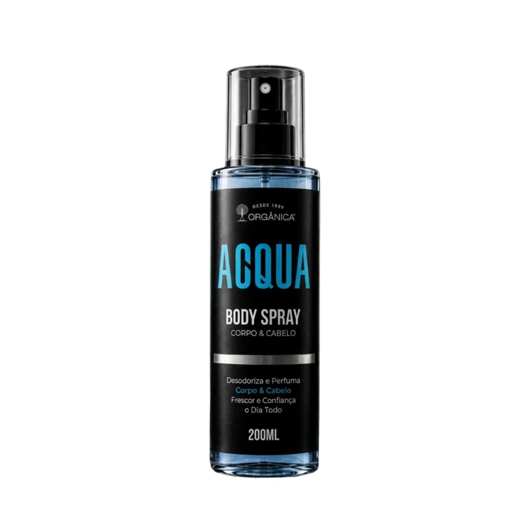 Body Spray Masculino Corpo e Cabelo Acqua 200ml Loja da Organica Perfumado Frescor Vegano Sem Parabenos