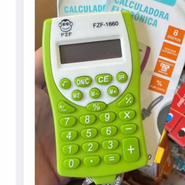 Mini Calculadora PZF-1660 com Cordão 8 Dígitos Portátil para Escola, Escritório e Bolsa