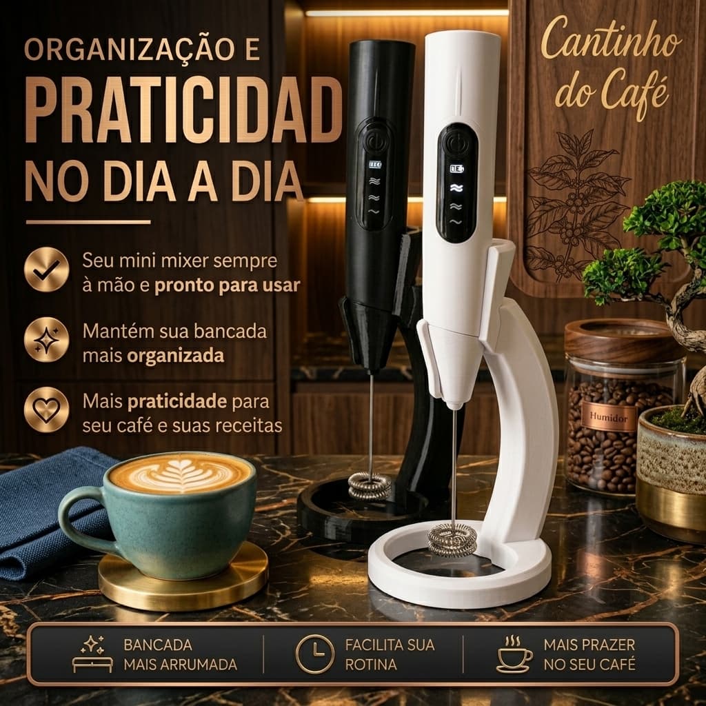 Suporte Base de Apoio para Espumador de Leite / Mixer Elétrico Portátil