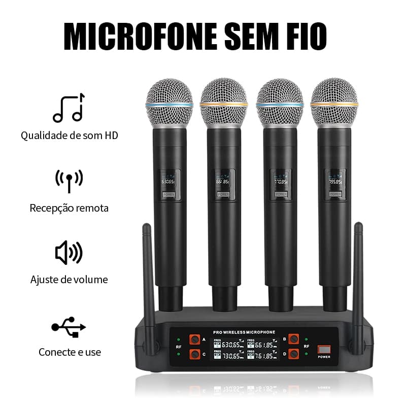 Microfones Sem Fio UHF RAYHAYES Com Receptor Display LED, Bobina Móvel De Alta Fidelidade para Karaokê Doméstico