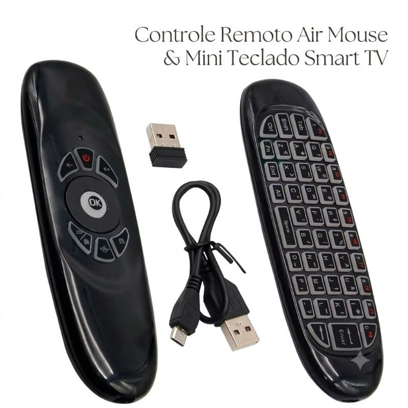 controle Air mouse sem fio com mini teclado
