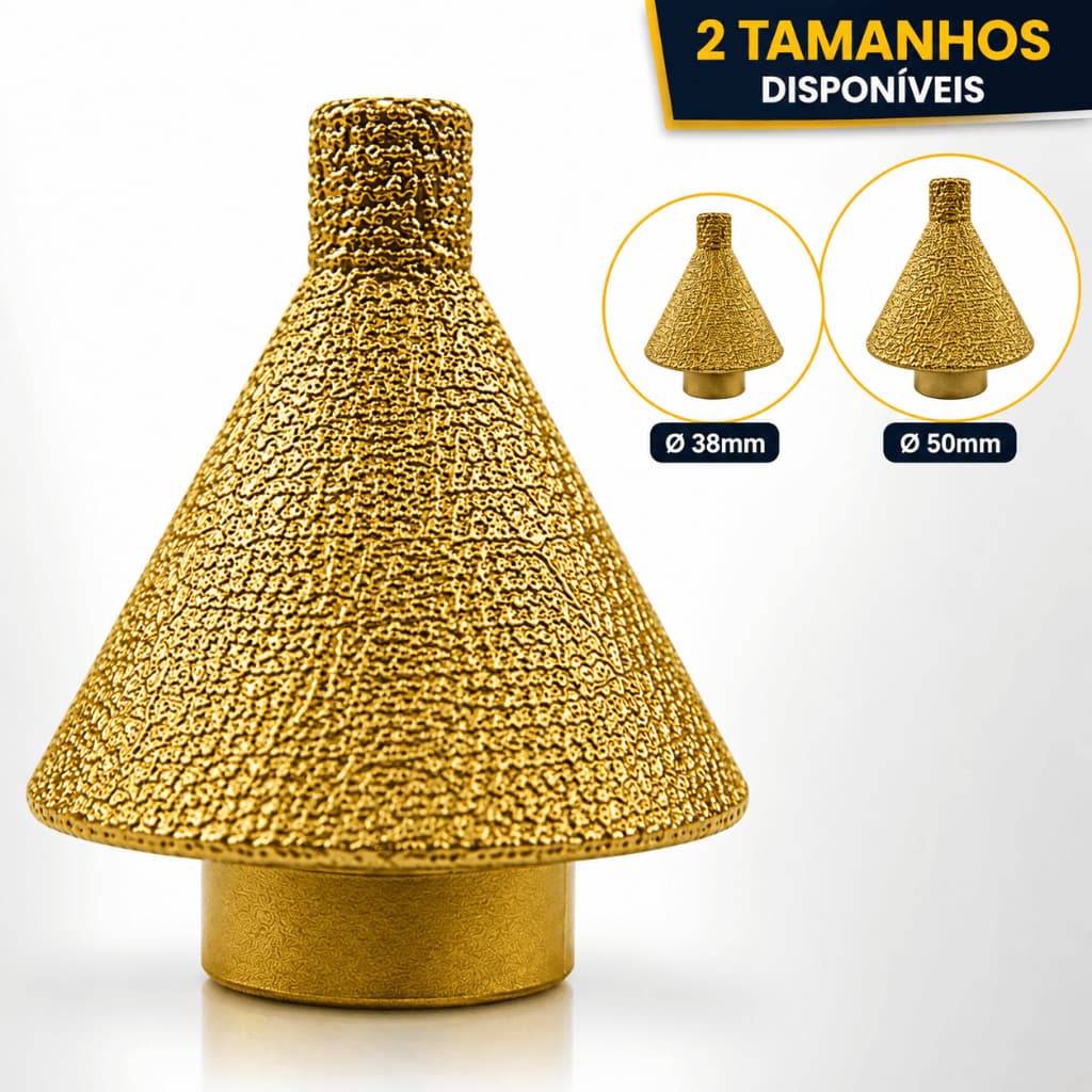 Broca Diamantada de Chanfrar M14 Escareador Para Azulejo Porcelanatos Mármores Alta Precisão 38 mm e 50 mm