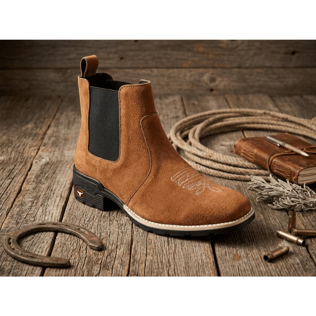 Botina Texana Masculina Bota Chelsea Country Vaqueiro Confortável Resistente