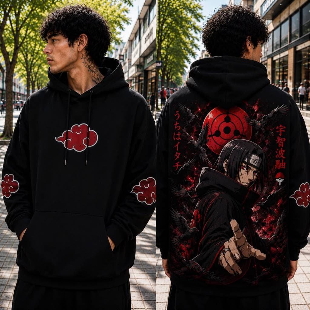 Moletom Preto Masculino Akatsuki Uchiha Itachi 100% Algodao Streetwear - Envio Imediato