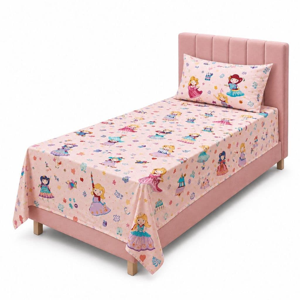 Lençol Infantil + Fronha Estampado Temático - Algodão - Poliéster  Confortável Temático