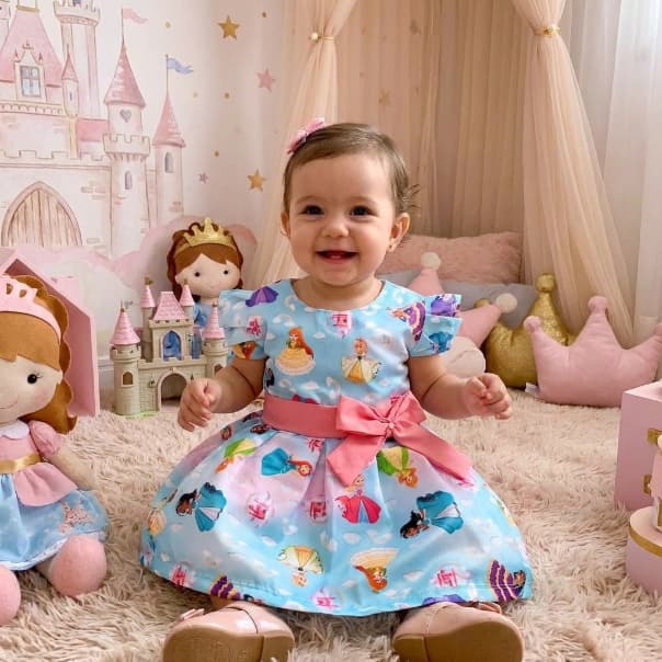 Vestido Princesas Roupa Infantil Menina Bebê