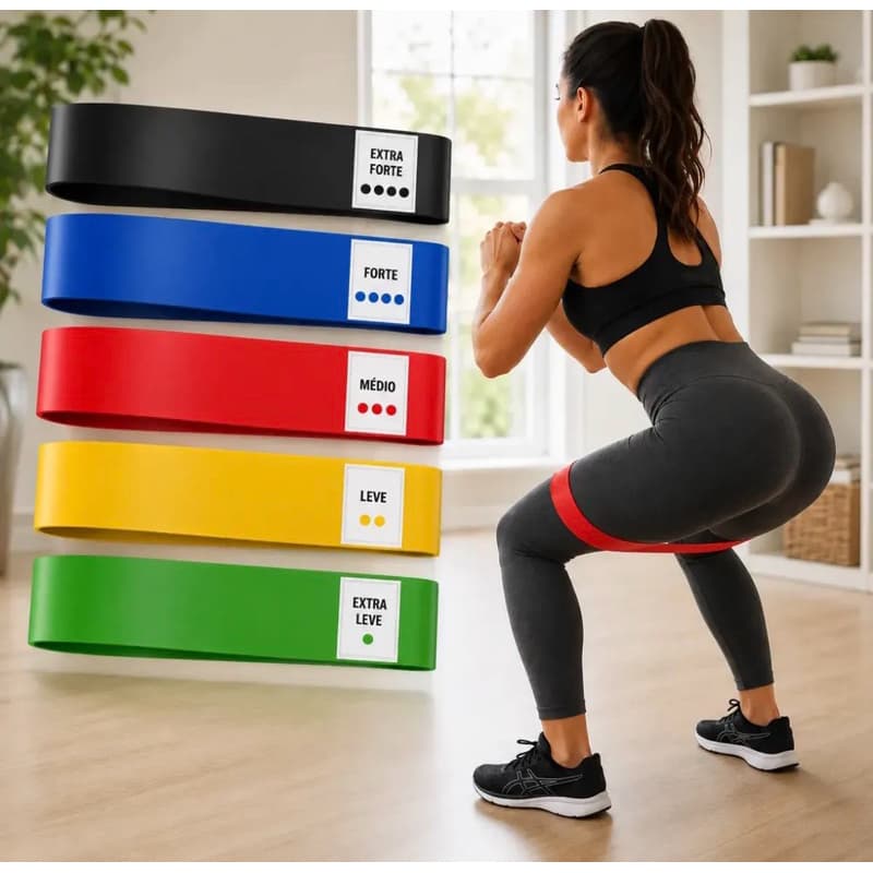 Kit 5 Mini Band Elásticos de Resistência para Treino – Academia, Pilates e Fisioterapia