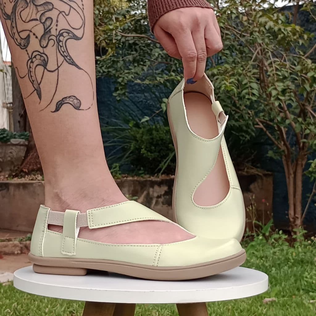 Sapatilha Verde Pistache Feminina Conforto Boneca Casual Retro