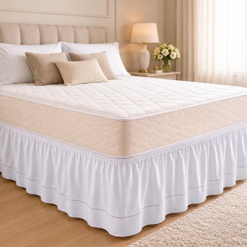 Saia Para Cama Box Casal Queen Com Elástico Ponto Palito 100% Algodão