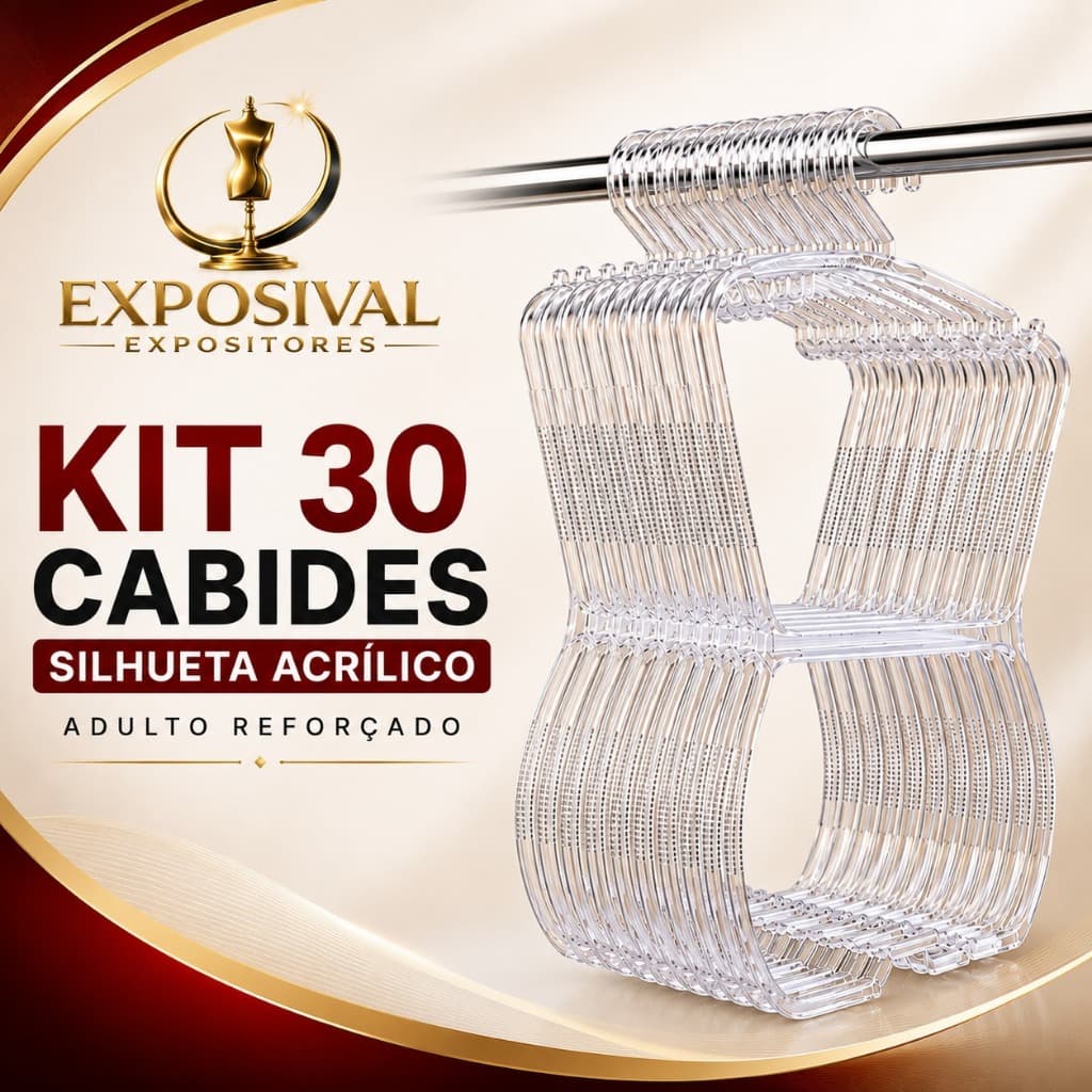 kit 30 Cabides Silhueta Acrílico Adulto Reforçado Organizador