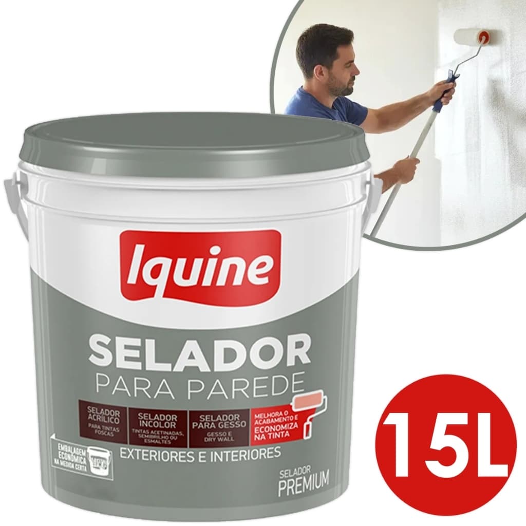 Selador Acrílico De Parede Para Tinta Branco 15 Litros Iquine Reforma Pintura