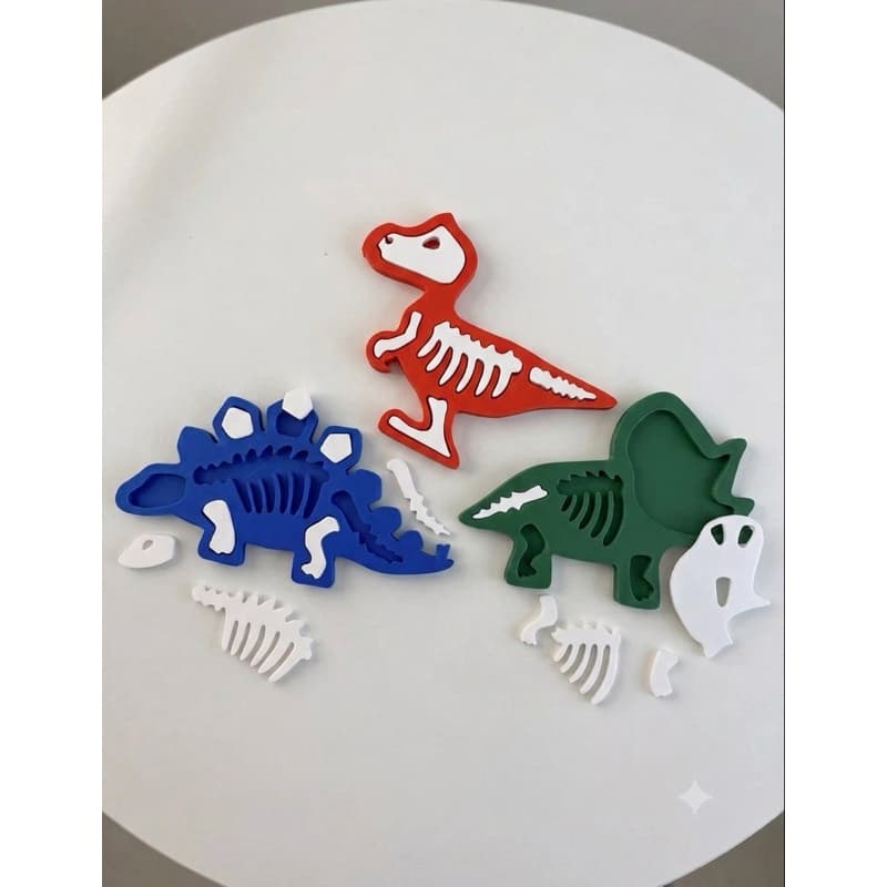 Kit 3 unidades - Quebra Cabeça de Ossos de Dinossauro Sensorial Infantil TDAH