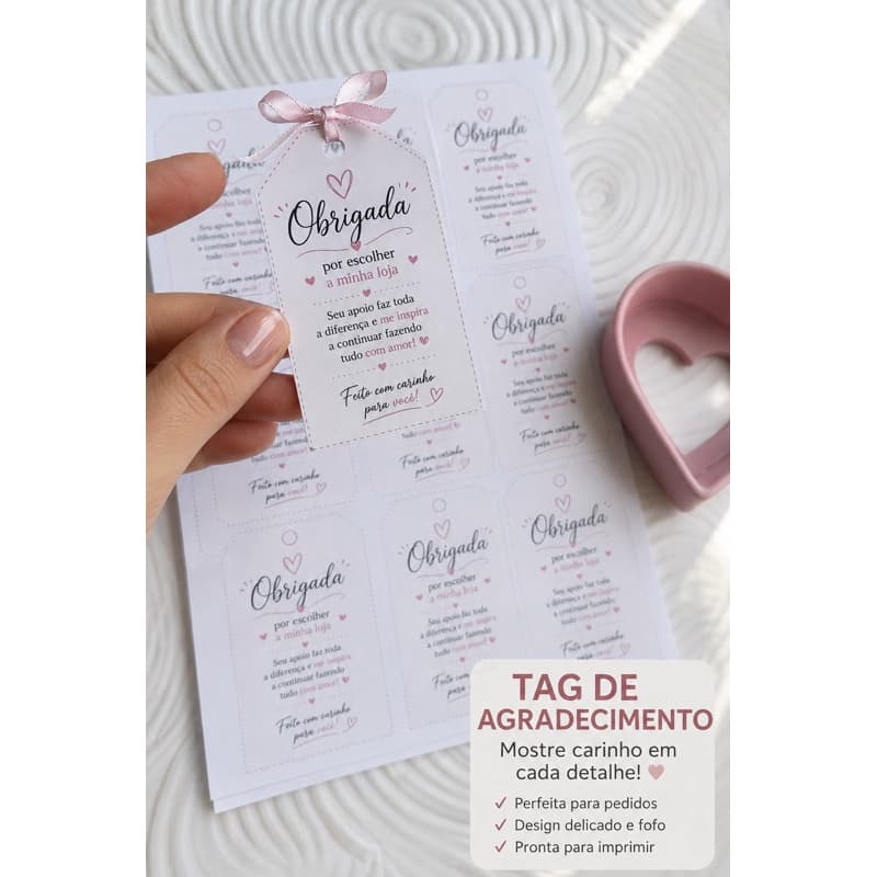Tag de Agradecimento para Embalagem | Cartão Obrigada | Mimos para Pedidos | Lembracinhas | Personalizados |