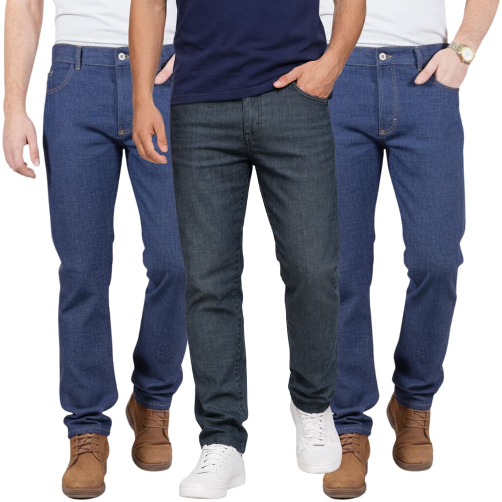 Kit Calças Jeans Masculinas 100% Algodão Extra Forte Trabalho