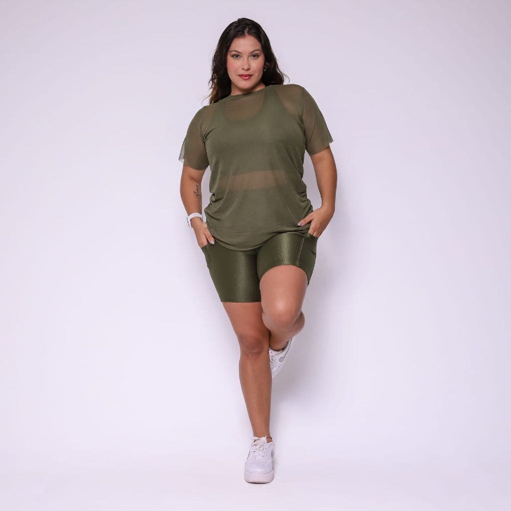 Blusa Fitness Feminina Plus Size Tule ou Dry Fit Academia Treino Manga Curta torres fitwear