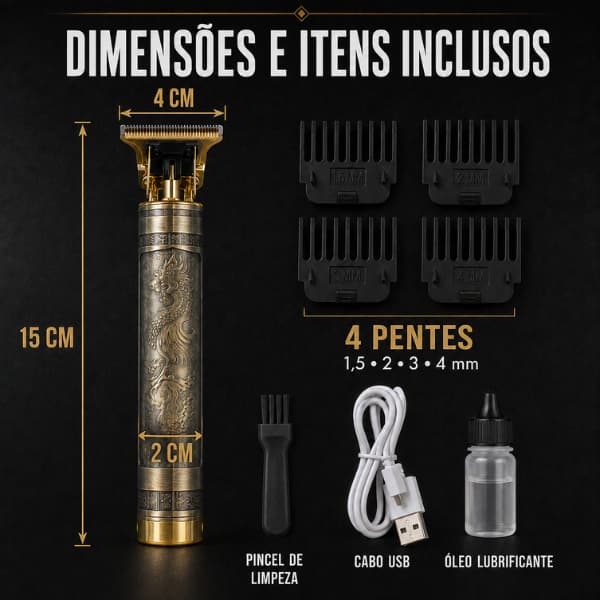 Máquina de cortar cabelo Dragão  compacta barbeador elétrico portátil compacto sem fio USB