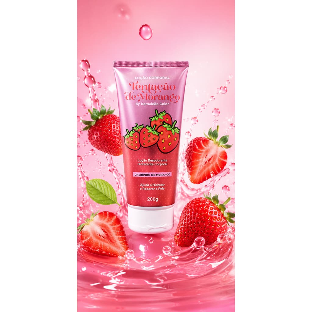 Loçao Corporal Tentação de Morango Kamaleão Color - 200g