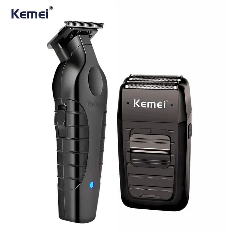 Kit 02 Máquinas de Acabamento Profissional Kemei Barbeador Shaver KM-2299 + KM-1102 Original -