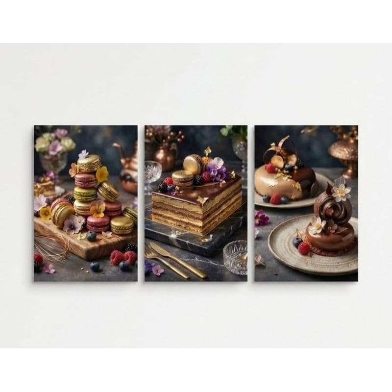 Quadros Decorativos Confeitaria padaria cozinha Doces Finos Macarons Bolos Gourmet sem moldura
