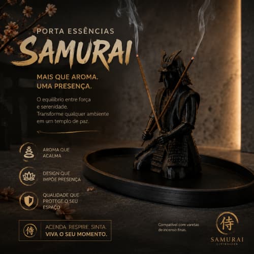 Suporte para 2 Incensos Porta Incenso Samurai Decorativo Bandeja Coletora de Cinzas Zen