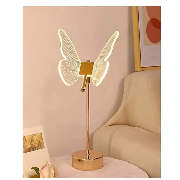 Lâmpada de Mesa Borboleta Acrílica USB - Luz Noturna Nórdica, Luz Noturna Nórdica para quarto, voltagem dupla