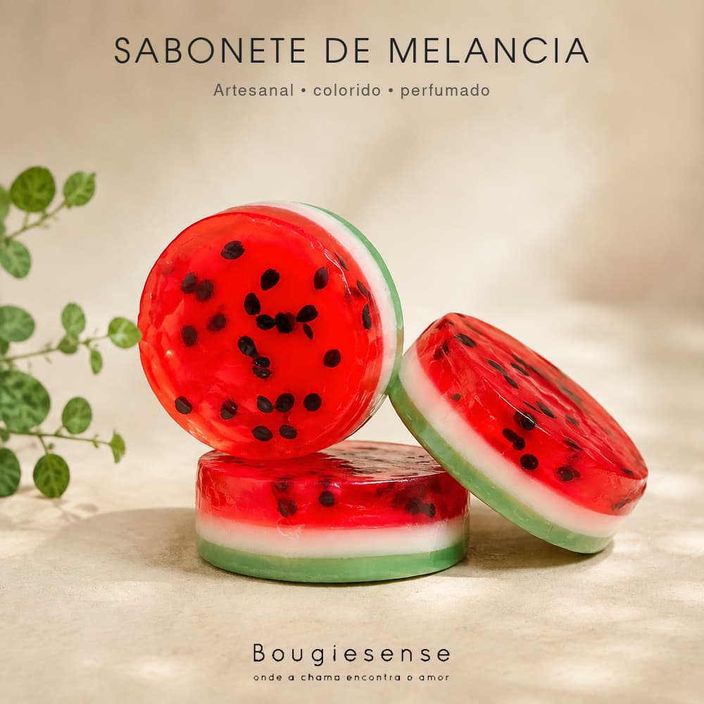 Sabonete de Melancia Glicerinado Artesanal 90g  | Frescor & Doçura de Verão