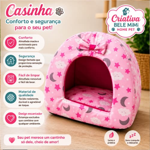cama toca iglu cachorros e gatos30x35x35 com almofada removível