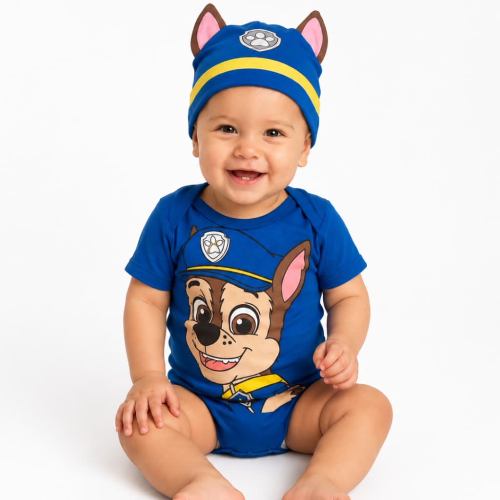 Body Bebê Temático Mêsversario Da Patrulha Canina - Manga Curta 100% Algodão