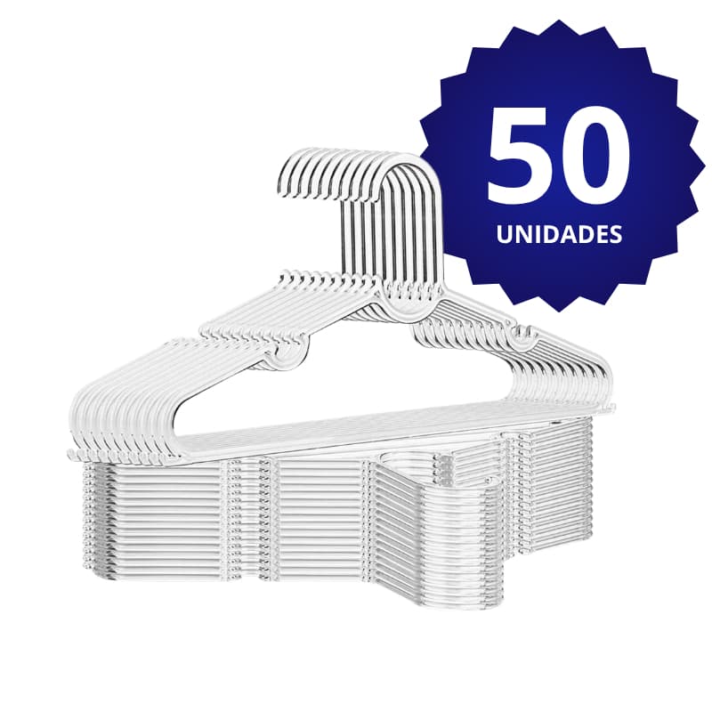 Kit 50 Cabide Acrílico Cristal Cabides Para Roupas Transparente Adulto Reforçado Organizador