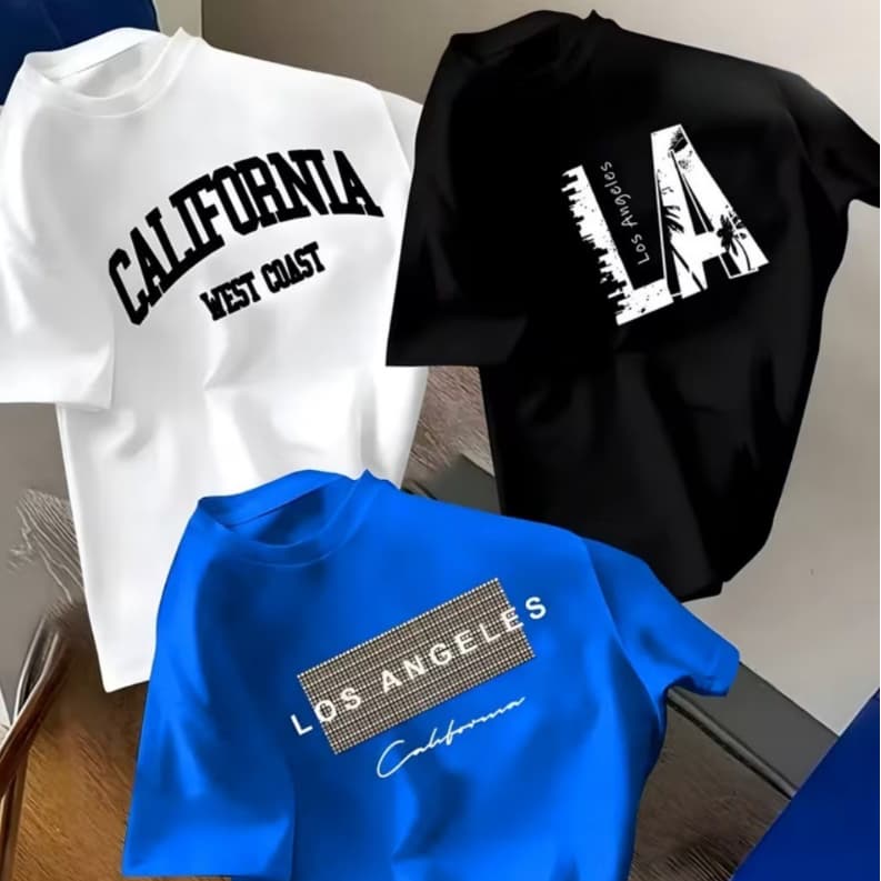 Kit 3 Camisetas Infantis 100% Algodão Gola Redonda Califórnia Blogueirinho Adolescente Streetwear