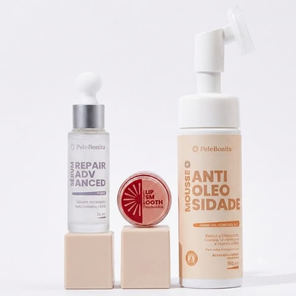 Kit Skincare Trio Sérum Facial Repair Mousse Limpeza Antioleosidade E Esfoliante Labial Lip Smooth Carlinhos Maia Lucas