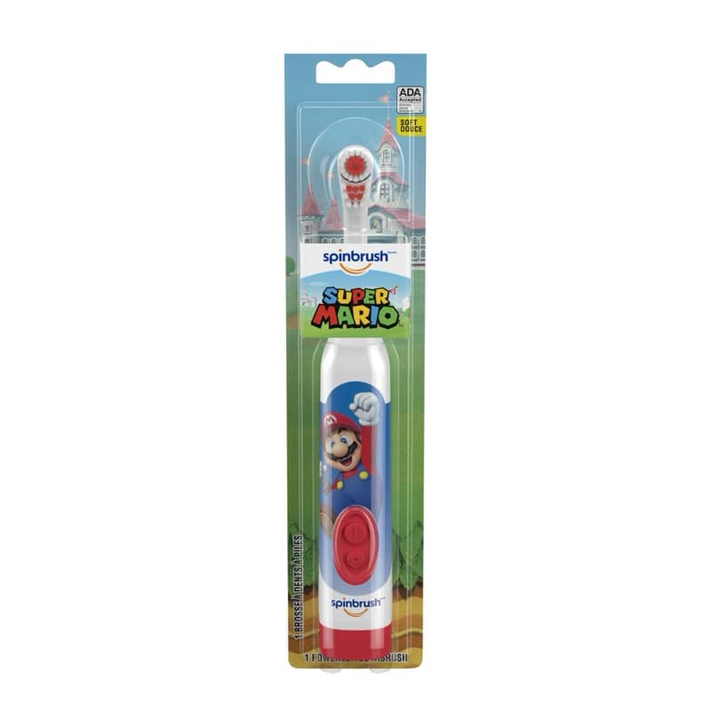 Escova de Dentes Elétrica Infantil Spinbrush Super Mario Cerdas Macias 3+ Anos