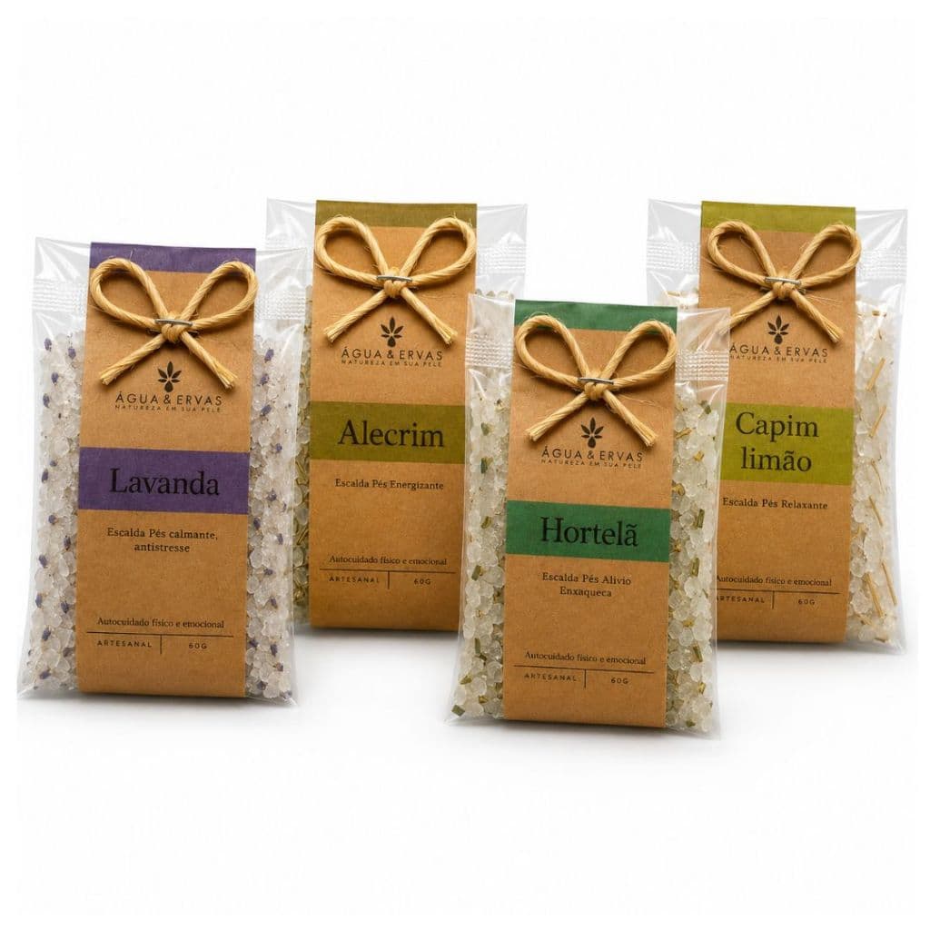 Kit 60 Escalda Pés Com Ervas Naturais de Lavanda | Alecrim | Capim Limão | Hortelã - Escolha o Seu - Dia das Mães