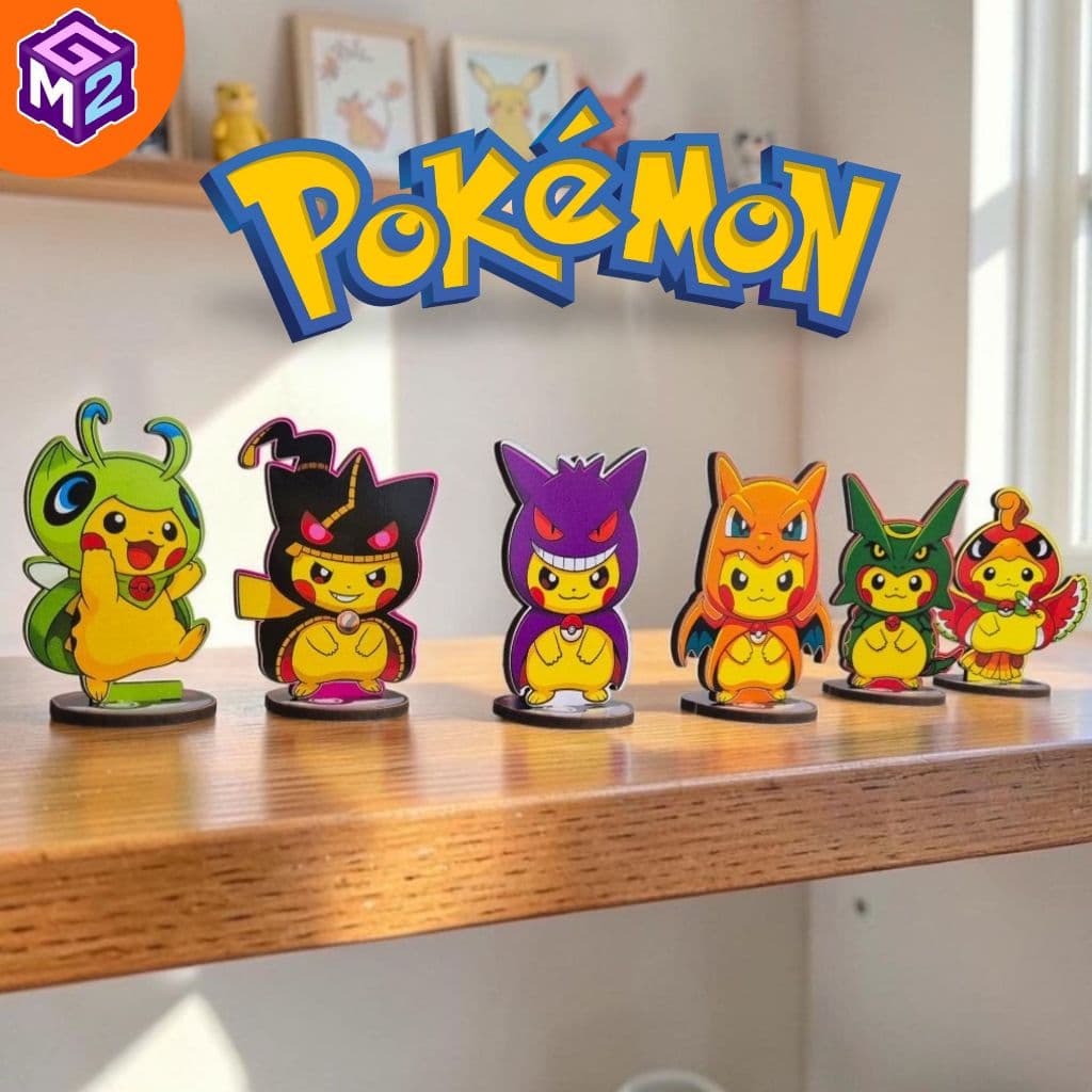5 totens display personagem de mesa Pokémon PIKACHU FANTASIADO COSPLAY