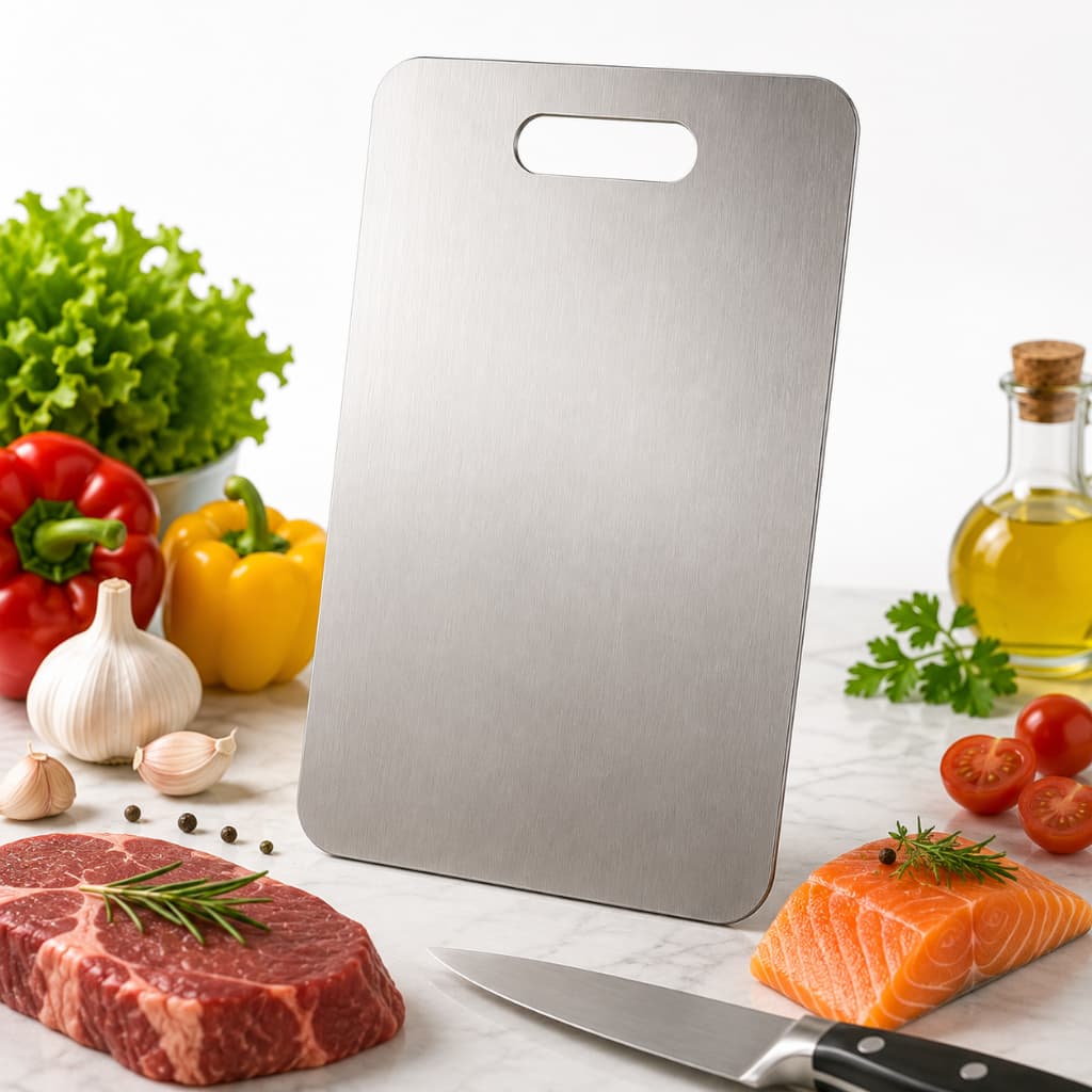 Tabua 46x30 Inox BPA Free Antibacteriana para Carnes Churrasco Fácil Limpeza Face Higiênica Aço Inox