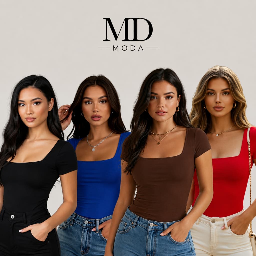 Kit 4 Blusinha Baby Look - Casual Dia a Dia Elegante Básica Lisa Moderna Tendência Influencer