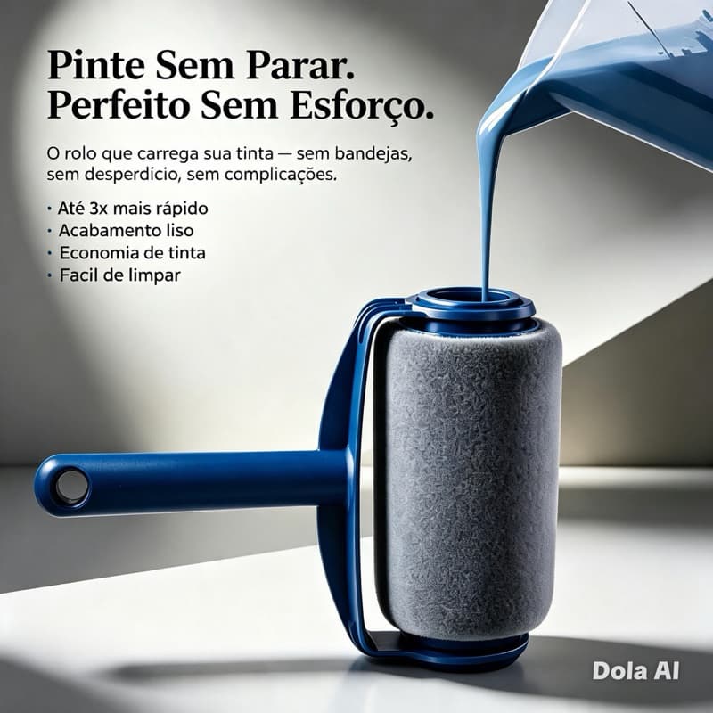 Rolo de Pintura com Reservatório Reutilizável para Parede Teto Pintura Fácil Prático