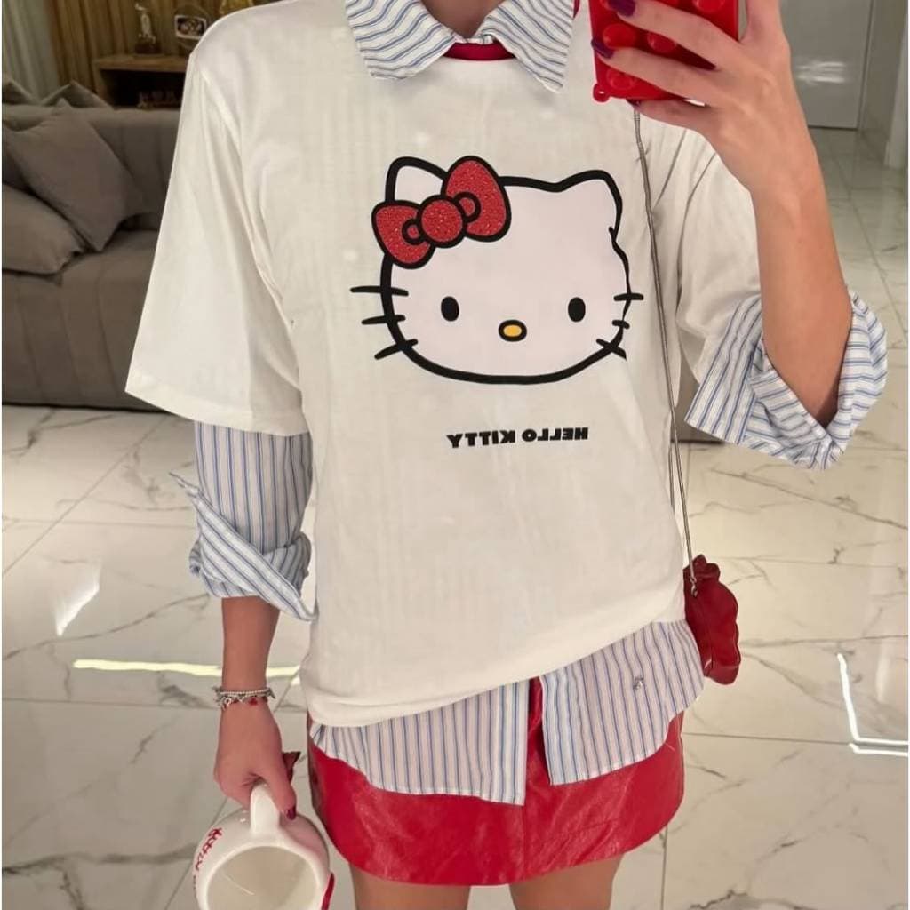 Camiseta Feminina Estampada Hello Kitt Tecido premium Tendencia 2026