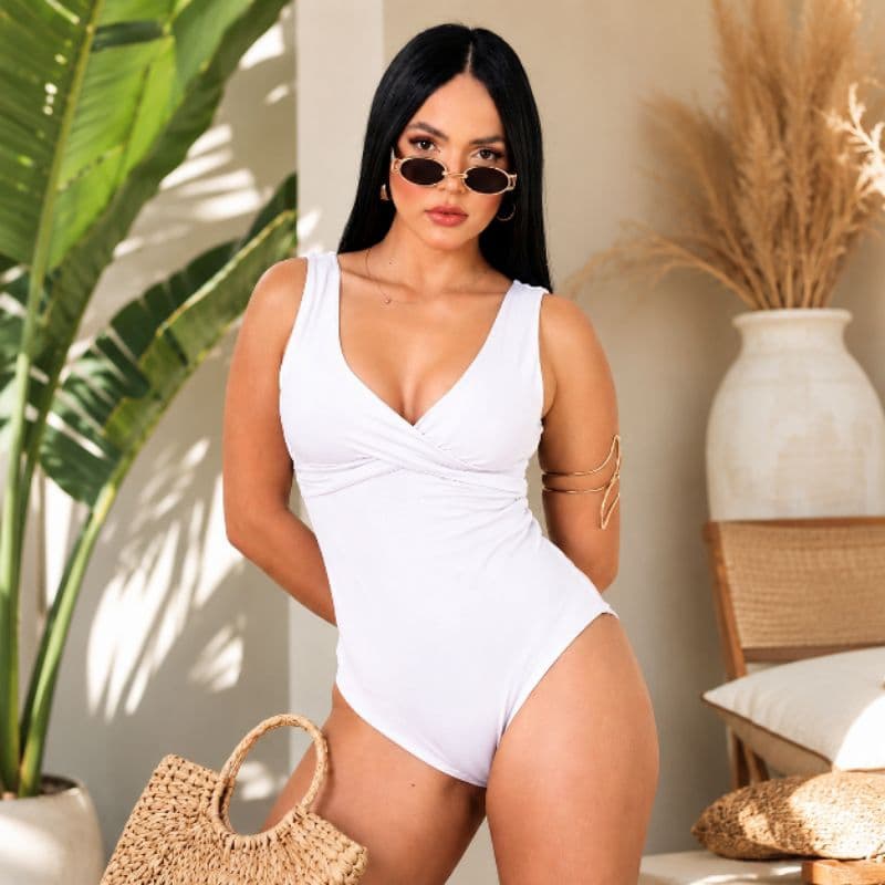 Body Maiô Femenino Luxo com Bojo Removível E Efeito Lipo Uso Natação Piscina Praia