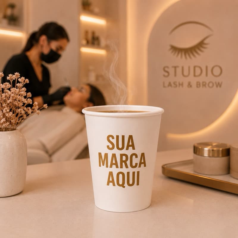 Copos Descartáveis Personalizados para café 180ml | Kit 20 ou 50 Unidades