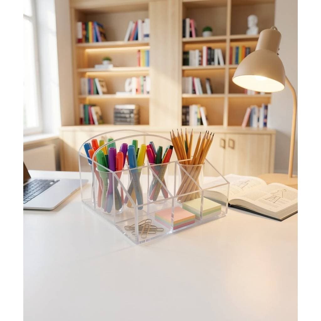 Organizador e Expositor De Mesa em Acrílico Porta Canetas Lápis Post it Mesa Escritório