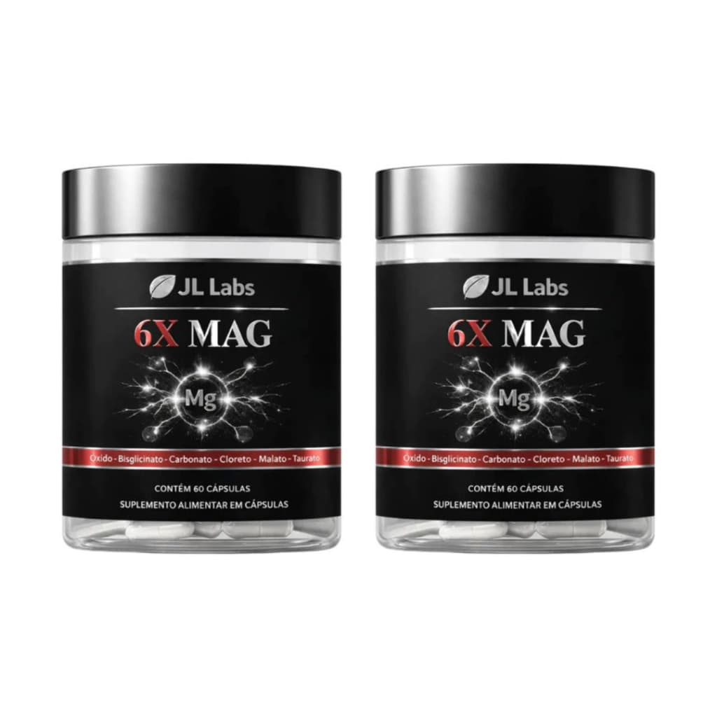 Kit 2x MAG MAX 6 Magnésios - Bisglicinato + Malato + Taurato + 3 - 60 Cápsulas