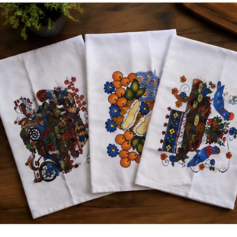 Pano de Prato Kit 10 Panos de Prato Estampado Pano de Cozina  Sacaria Algodão Absorvente
