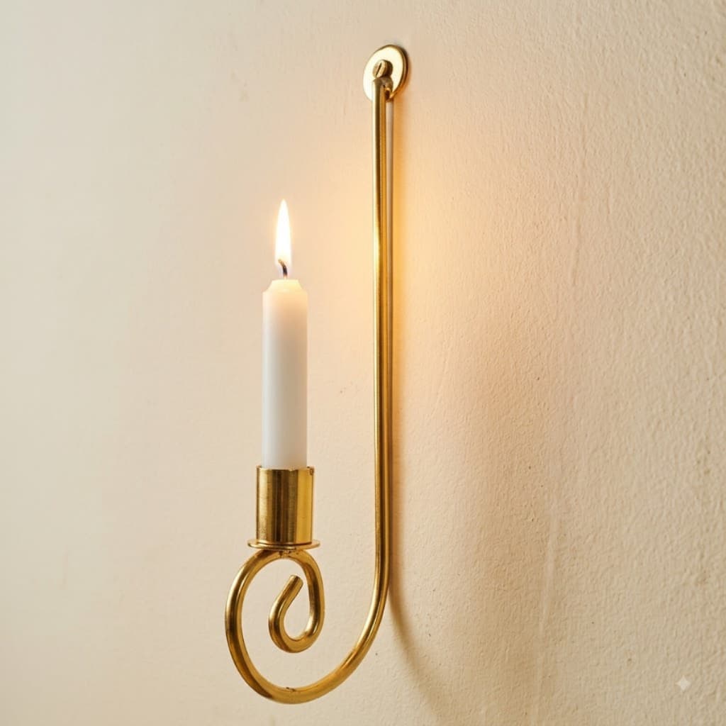 Candelabro Porta Velas de Parede Dourado Em Ferro 30 cm | Decoração Artesanal WitzSmith